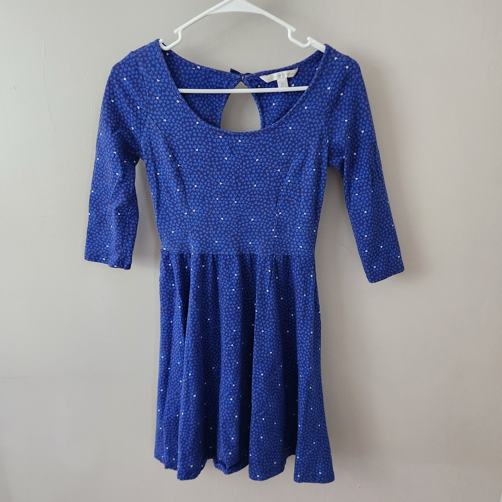 LC Lauren Conrad Skater Fit & Flare Dress Heart 3/4 Sleeve Romantic Sweetheart
